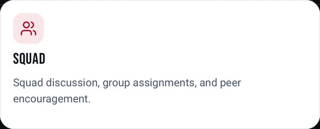 Group card for discussion, group assignments and peer encouragement