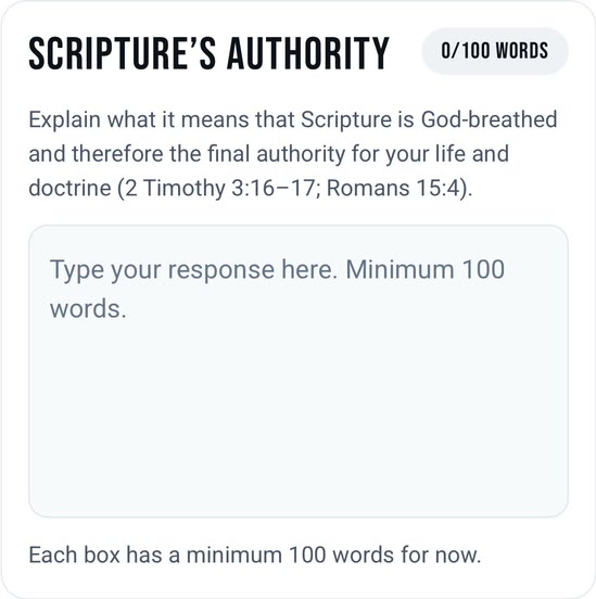 Written-answer exercise: a prompt about the lesson and an empty box for a response of at least 100 words
